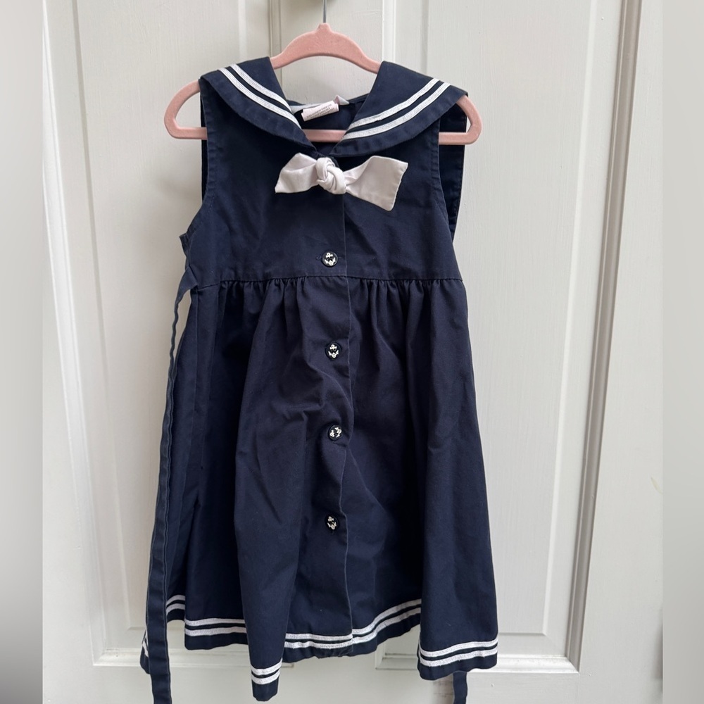Sophie Rose 4T Girls Classic Navy Blue Sleeveless Sailor Dress with Tie Front